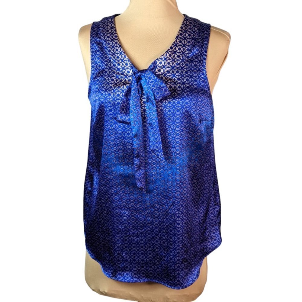 THE LIMITED Patterned Ombre' Sleeveless V-Neck Blouse Blue and Gold Size Medium